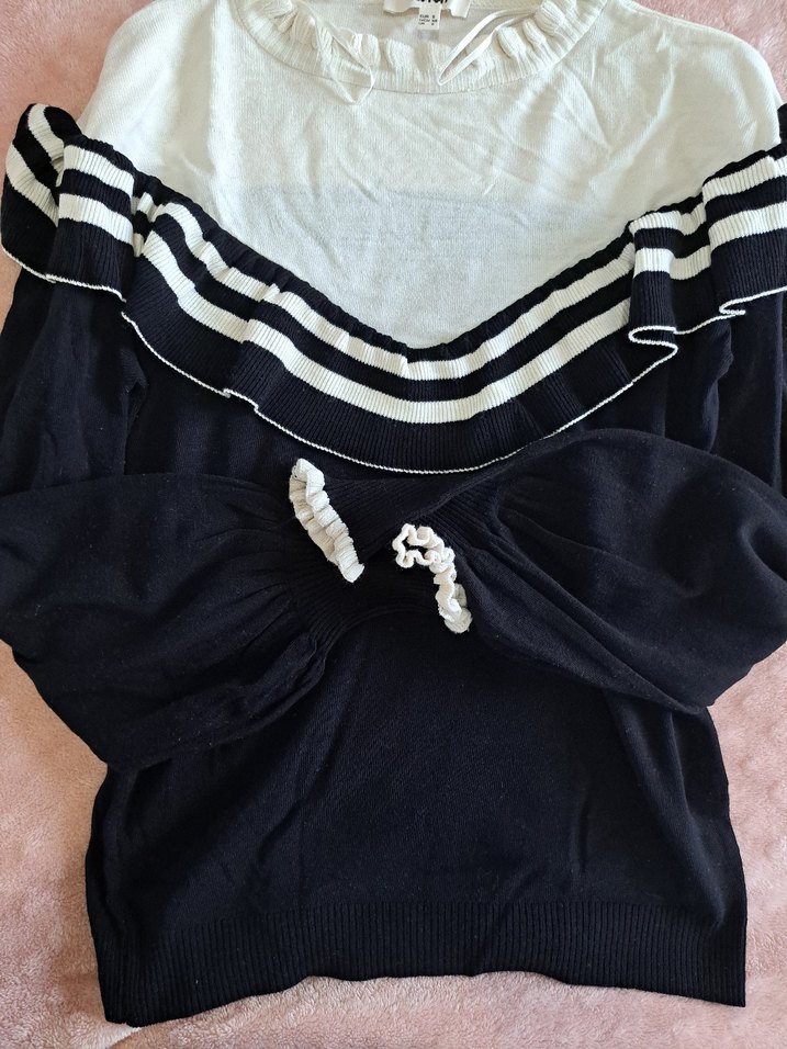 Volanlı Yüksek Yaka Siyah Kadın Kazak - Görsel 3