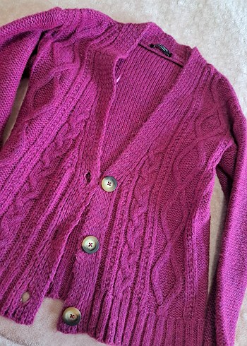 Pembe  Örgü Kadın Hırka - Görsel 4