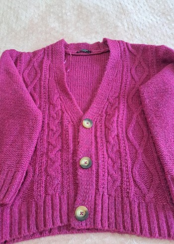 Pembe  Örgü Kadın Hırka - Görsel 2