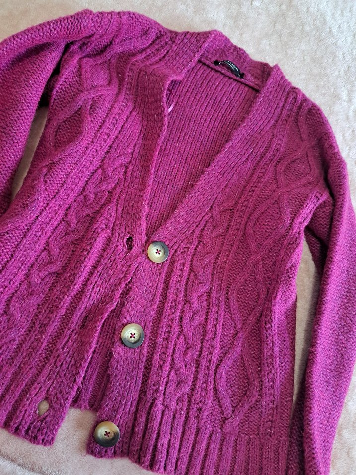 Pembe  Örgü Kadın Hırka - Görsel 4