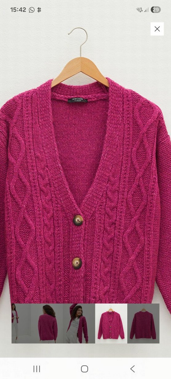 Pembe  Örgü Kadın Hırka - Görsel 5