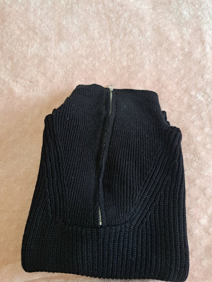 Fermuarlı Siyah Kadın selanik Örgü süveter - Görsel 2