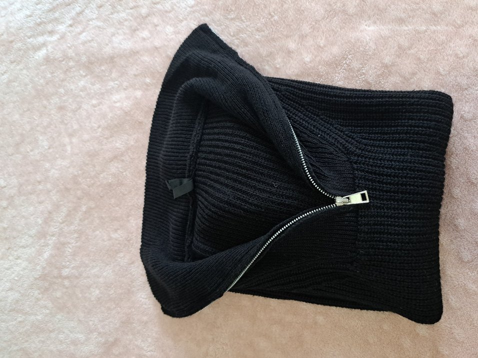 Fermuarlı Siyah Kadın selanik Örgü süveter - Görsel 4