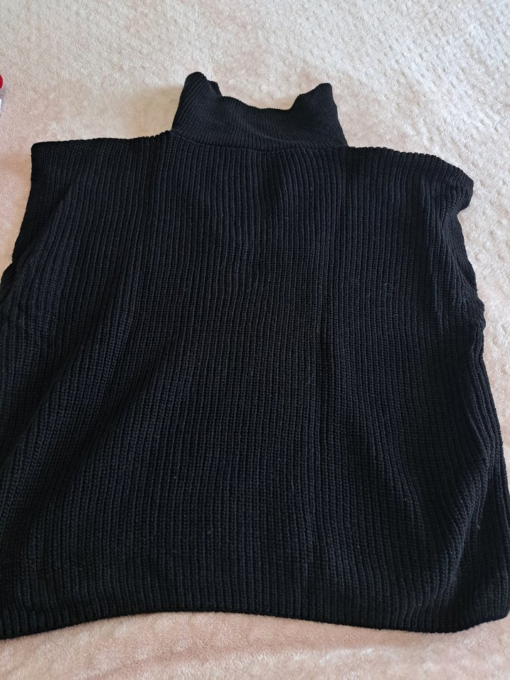 Fermuarlı Siyah Kadın selanik Örgü süveter - Görsel 3