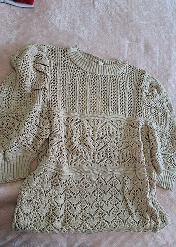 Örgü dokulu kısa kol üst - Görsel 2