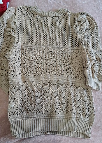 Örgü dokulu kısa kol üst - Görsel 4