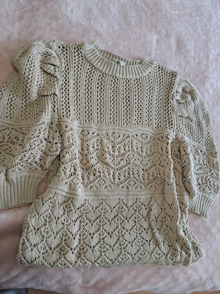 Örgü dokulu kısa kol üst - Görsel 3