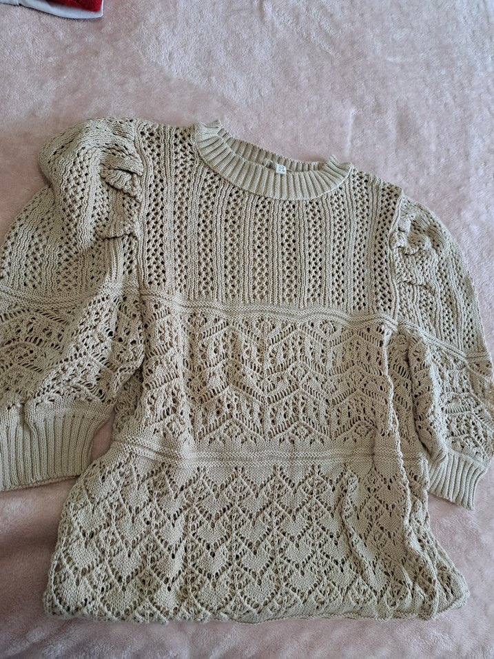 Örgü dokulu kısa kol üst - Görsel 2