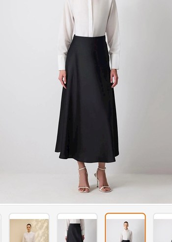 Siyah Uzun saten  Etek - Görsel 2