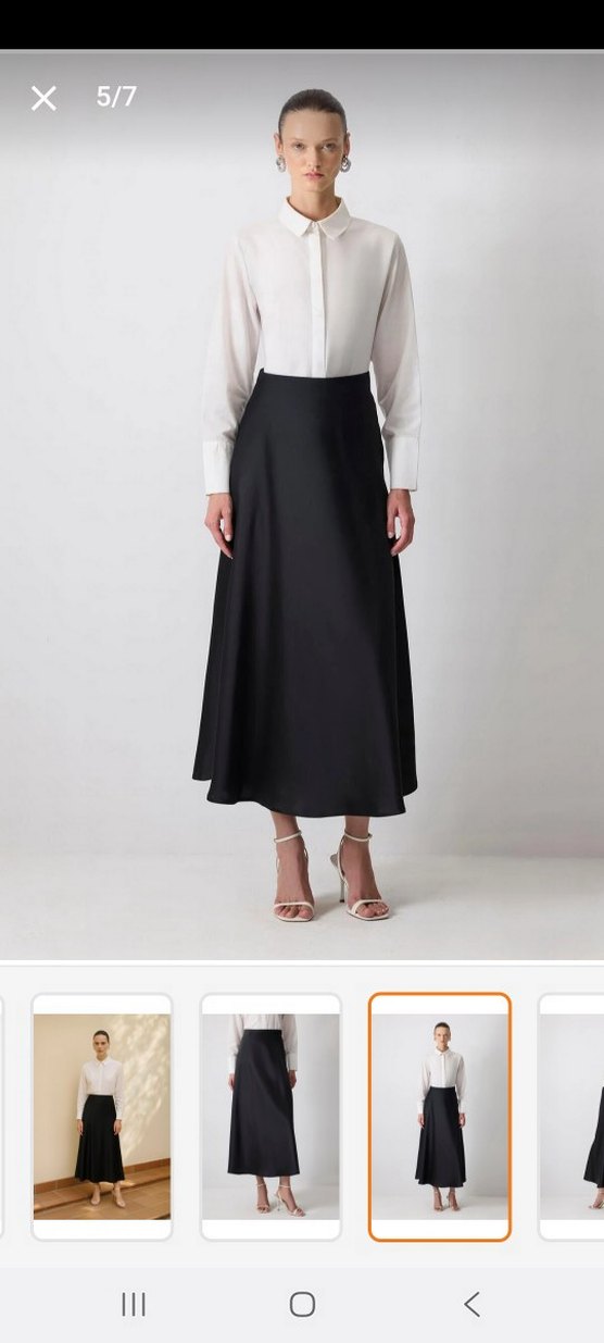 Siyah Uzun saten  Etek - Görsel 2