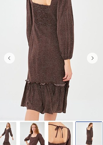 Kahverengi V Yaka Uzun Bohem Elbise - Görsel 7