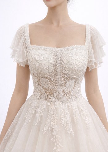 Dantel Detaylı Uzun A Kesim Gelinlik - Görsel 2