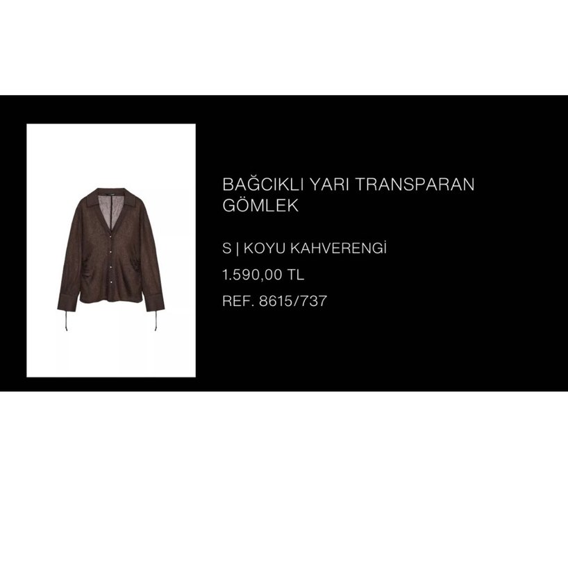Zara Bağcıklı Yarı Transparan Kahverengi Gömlek — görsel 2/3