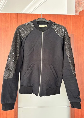 Diğer Kadin Siyah Payetli Bomber Ceket