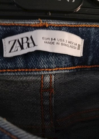 Zara Kadın Koyu Mavi Midi Denim Kot Pantolon