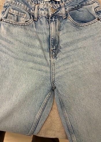 Zara Acik Mavi Yuksek Bel Denim Jean