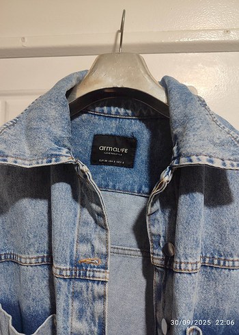 s Beden mavi Renk Düğmeli Gri Mavi Kadın Denim Ceket