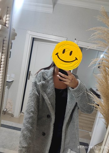 m Beden gri Renk Gri Kadın Kaban Puf Kollu