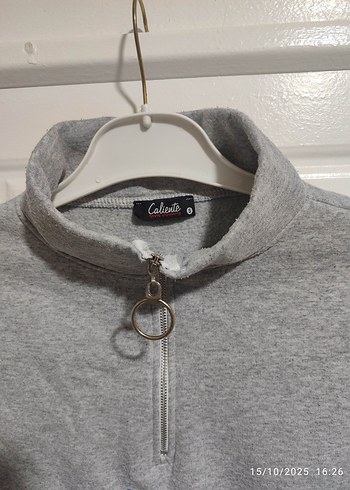 m Beden gri Renk Gri Yarım Fermuarlı Yaka Sweatshirt