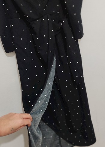 Puantiye Desenli Siyah Kadın elbise - Görsel 3