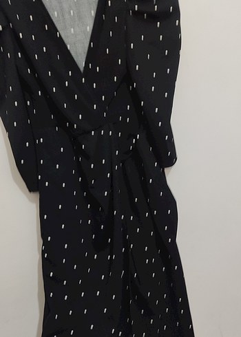 Puantiye Desenli Siyah Kadın elbise - Görsel 2