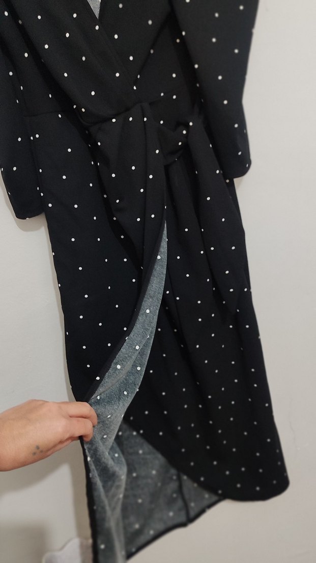 Puantiye Desenli Siyah Kadın elbise - Görsel 3