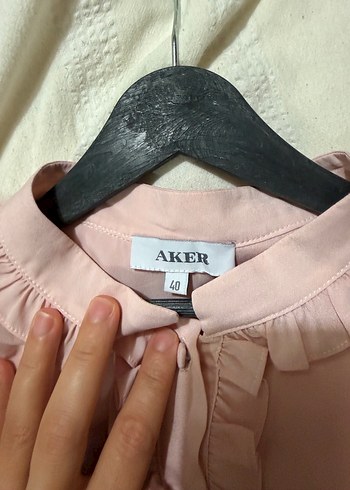 Aker Pembe Vintage Fırfırlı Kadın Gömlek - Görsel 3