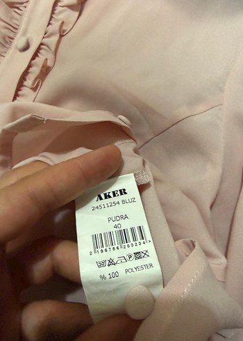 Aker Pembe Vintage Fırfırlı Kadın Gömlek - Görsel 4