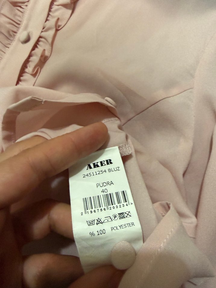 Aker Pembe Vintage Fırfırlı Kadın Gömlek - Görsel 4