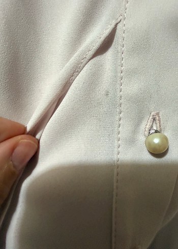 Pudra inci Düğmeli Aker gömlek - Görsel 5