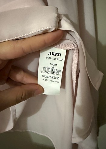 Pudra inci Düğmeli Aker gömlek - Görsel 4