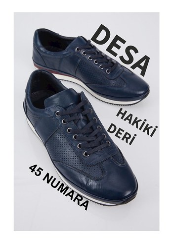 DESA HAKİKİ DERİ ERKEK GÜNLÜK SPOR AYAKKABI LACİVERT SİYAH BEYAZ