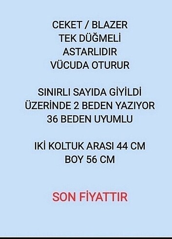 s Beden siyah Renk METAL DÜĞMELİ CEKET BLAZER