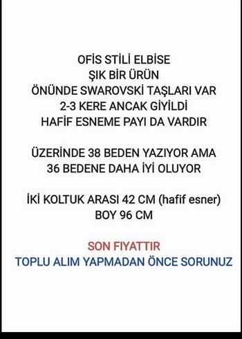 36 Beden yeşil Renk OFİS STİLİ ELBİSE