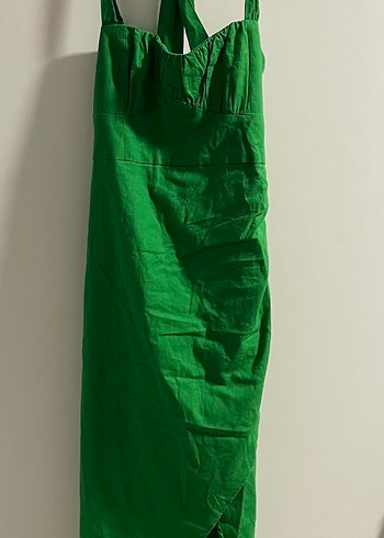 Zara Canli Yesil Uzun Elbise