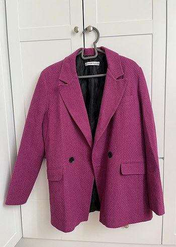 Zara Canli Fusya Cift Dugmeli Blazer Ceket