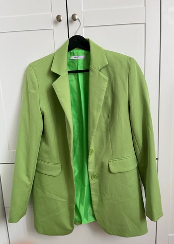 Zara Canli Yesil Tek Dugmeli Blazer Ceket