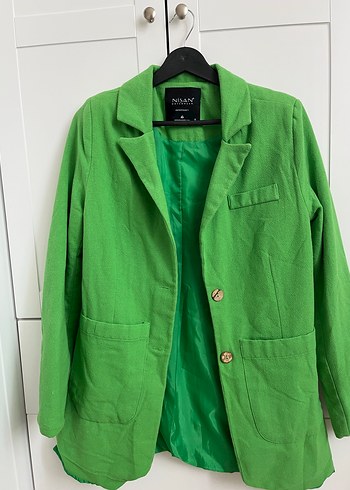 Zara Canli Yesil Klasik Blazer Ceket