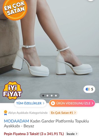 Trendyol & Milla Modaadam Beyaz Platformlu Topuklu Ayakkabi