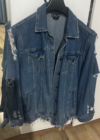 xs Beden Düğmeli Mavi Kadın Denim Ceket