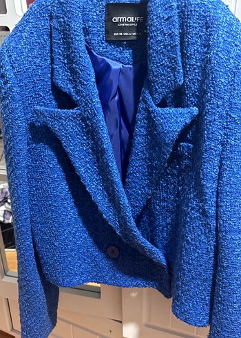 Düğmeli Mavi Kadın Blazer Ceket