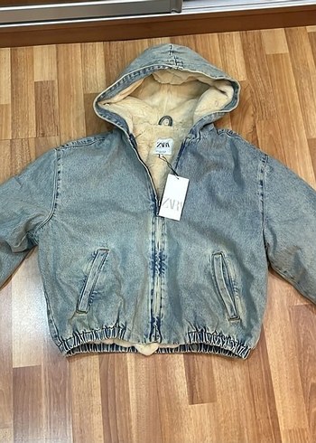 Zara Kapusonlu Yumusak İc Astarli Denim Ceket