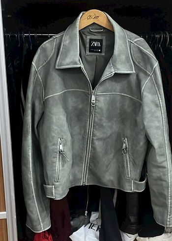 Zara Crop Eskitme Deri Ceket