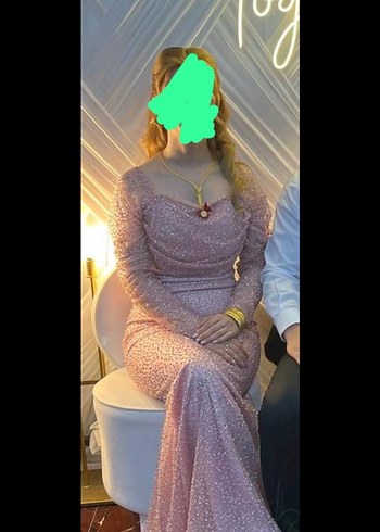 Abiye Pudra Rengi Uzun Drapeli Kadın Abiye Elbise