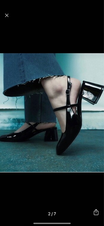 Zara Muadil Siyah Rugan Blok Topuklu ayakkabı