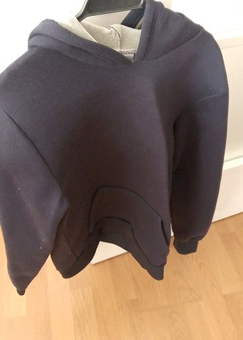 Diğer Siyah Kapusonlu Rahat Sweatshirt