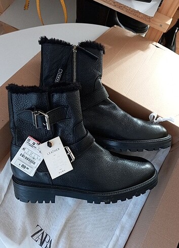 ????etiketli zara gerçek deri içi k.ürklü bot