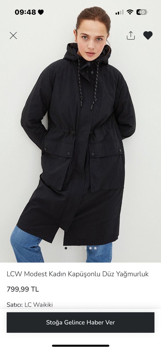 Siyah Kemerli Uzun Kadın Parka - Görsel 2