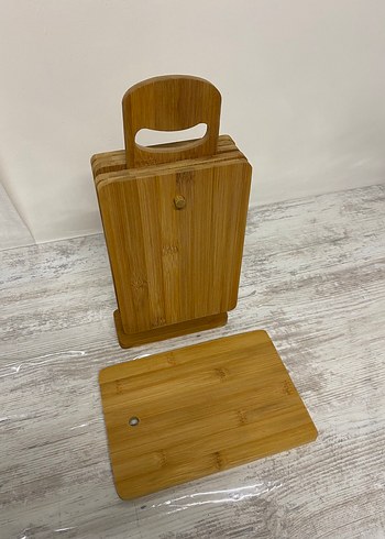 Beden Renk Bambu Kesme Tahtası Seti ve Standı