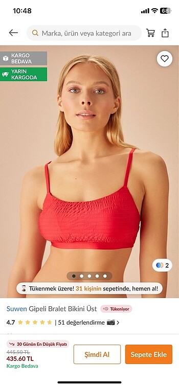 Suwen bikini üst 36 beden sıfır